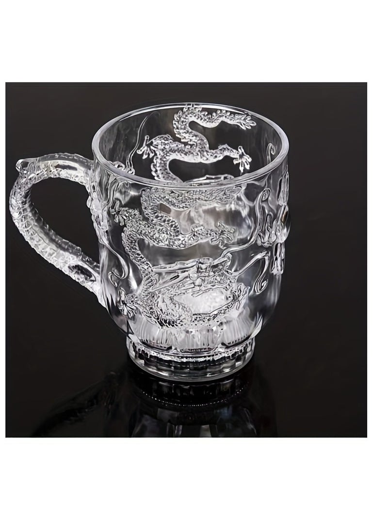1pc 3D Dragon Embossed Cup, LED Flash Cup Coffee Beer Cup Dragon Collection Gift Acrylic Luminous Sensor Colorful Luminous Cup - Image 3