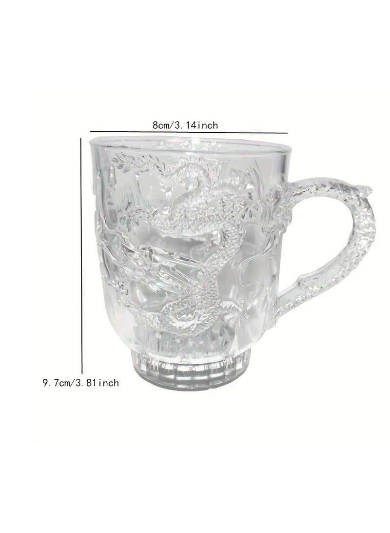 1pc 3D Dragon Embossed Cup, LED Flash Cup Coffee Beer Cup Dragon Collection Gift Acrylic Luminous Sensor Colorful Luminous Cup - Image 2