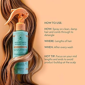 Nature Spell Rosemary Water Leave in Conditioner Promotes Hair Growth Heat Protection Spray for Hair Detangling Smoothes Adds Shine with Ayurvedic Herbs For All Hair Types 150ml - Image 4