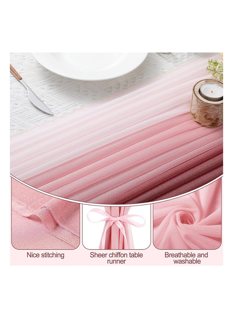 إزدنك مفرش طاولة شيفون مكون من 3 قطع، 75 سم × 300 سم، مفرش طاولة شفاف لتزيين الزفاف، مناسب لطاولة الحبيب وأعياد الميلاد وحفلات الزفاف وحفلات الزفاف (وردي غامق، وردي فاتح، وردي) - Image 2