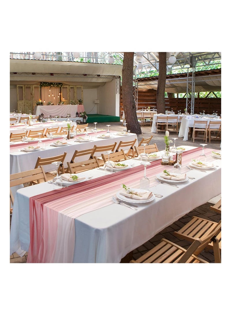 إزدنك مفرش طاولة شيفون مكون من 3 قطع، 75 سم × 300 سم، مفرش طاولة شفاف لتزيين الزفاف، مناسب لطاولة الحبيب وأعياد الميلاد وحفلات الزفاف وحفلات الزفاف (وردي غامق، وردي فاتح، وردي) - Image 4