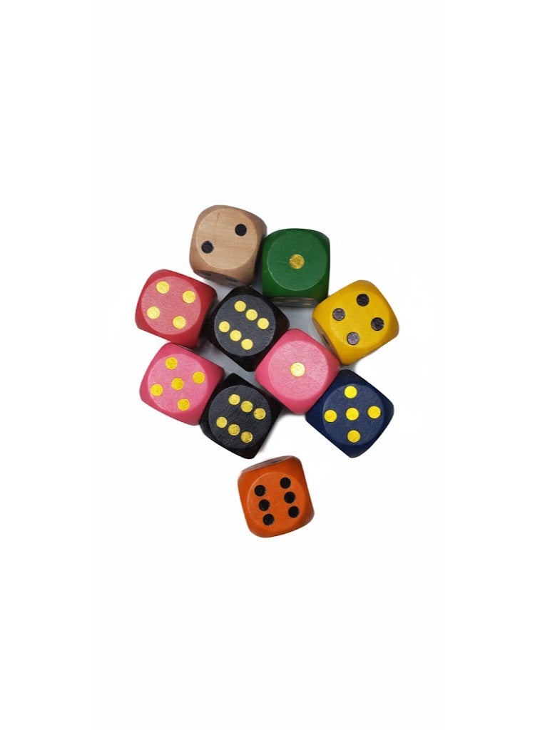Large Colorful Wooden Dice (10 Pack) D6 Set with Rounded Edges for Games & Crafts Non-Toxic Colours - Image 4
