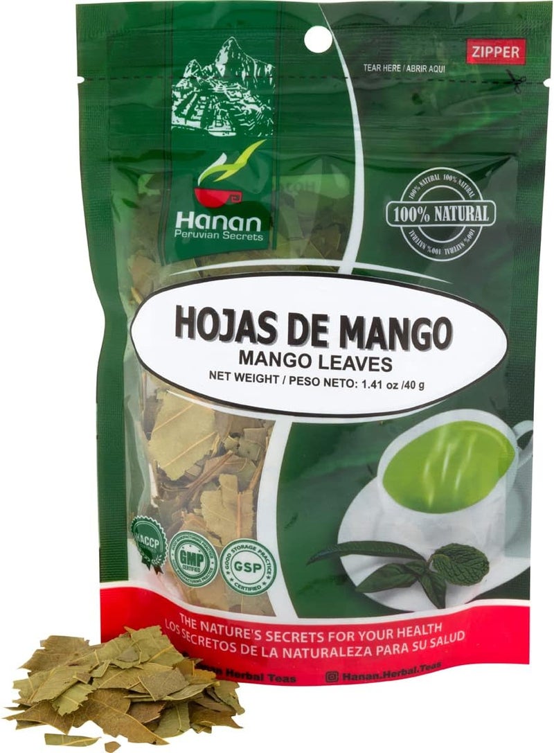 Hanan أوراق المانجو المجففة هنان (Hojas de Mango) 1.4 أونصة (40 جرام) - شاي عشبي طبيعي لإدارة مستوى السكر في الدم - Image 1
