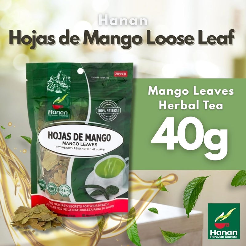 Hanan أوراق المانجو المجففة هنان (Hojas de Mango) 1.4 أونصة (40 جرام) - شاي عشبي طبيعي لإدارة مستوى السكر في الدم - Image 3