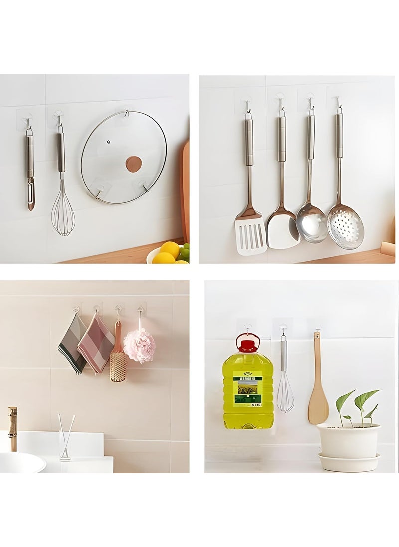 Generic Wall Hanging Hooks for Wall Without Drilling Self Adhesive Heavy Duty Hooks Strong NailFree PVC Stainless Steel Hooks Kitchen Home Accessories Flower Hook 10 Pieces  - Image 5