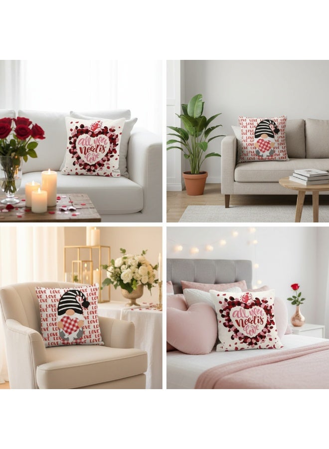 الأزرق جي دبليو 45*45 سم غنوم عيد حب سعيد حب شاحنة أغطية وسائد، 18x18 بوصة قلب أحمر الحب لا يفشل أبدًا بوفالو بلايد زينة وسادة زفاف للأريكة الأريكة زخرفية ناعمة زوجين حديثي الزواج غطاء وسادة منزلية 2 قطعة - Image 2