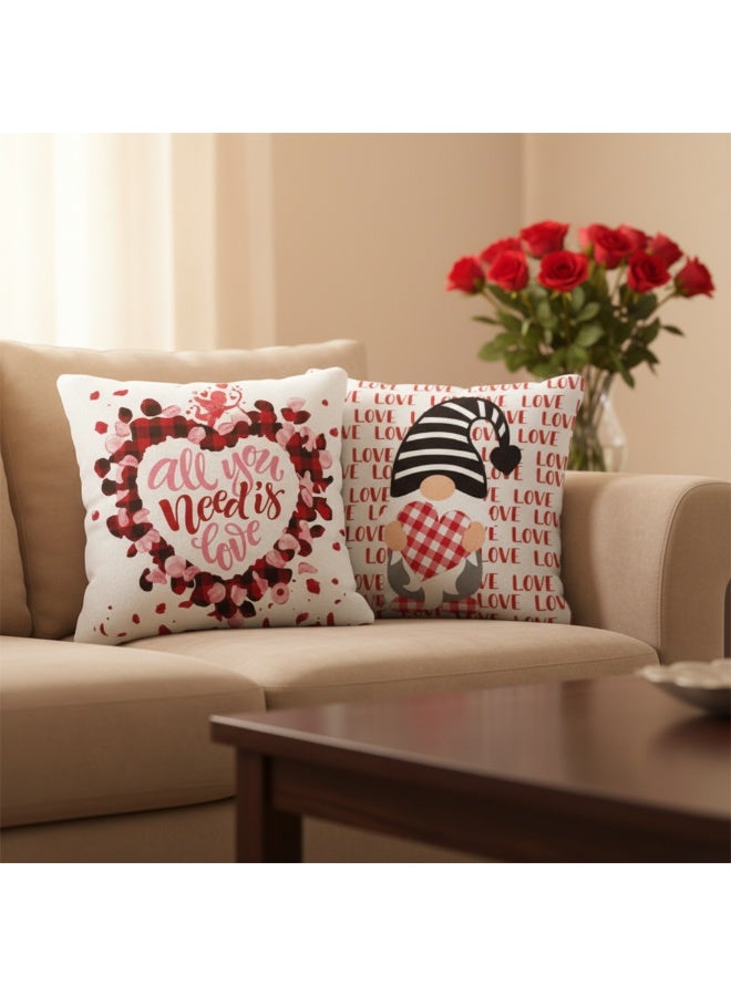 الأزرق جي دبليو 45*45 سم غنوم عيد حب سعيد حب شاحنة أغطية وسائد، 18x18 بوصة قلب أحمر الحب لا يفشل أبدًا بوفالو بلايد زينة وسادة زفاف للأريكة الأريكة زخرفية ناعمة زوجين حديثي الزواج غطاء وسادة منزلية 2 قطعة - Image 3