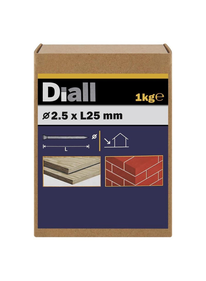 ACE Diall Galvanised Carbon Steel Masonry Nail Pack 2.5 x 25mm 1kg
