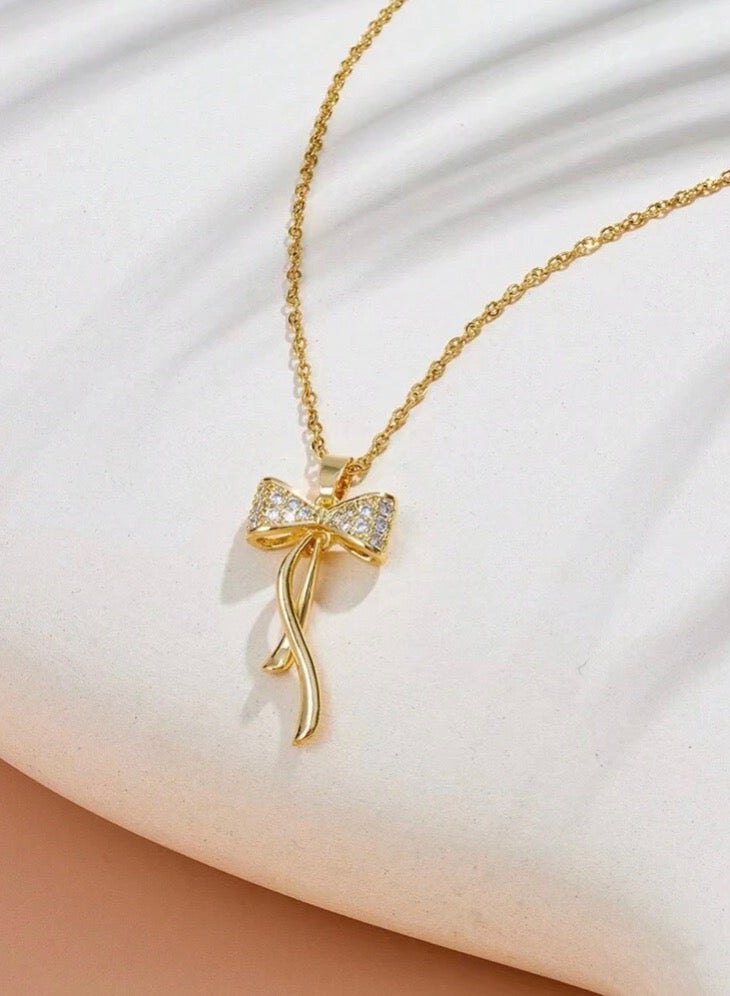 نون-شى سلسال نسائي أنيق من الاستانلس ستيل مطلي باللون الذهبي عيار 18 - Image 3