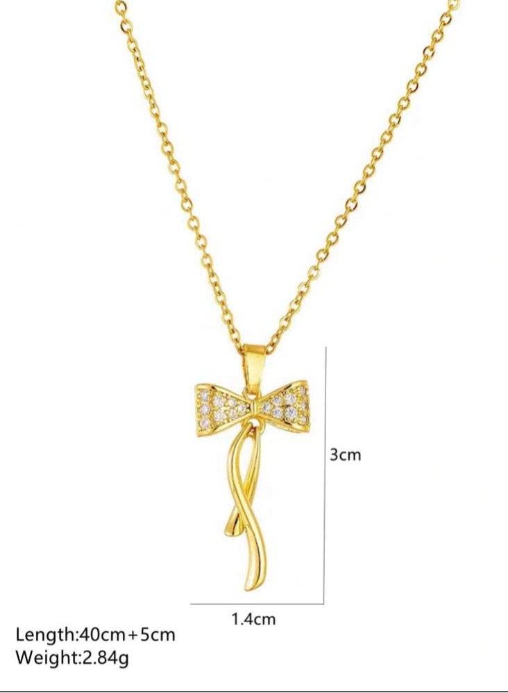 نون-شى سلسال نسائي أنيق من الاستانلس ستيل مطلي باللون الذهبي عيار 18 - Image 4