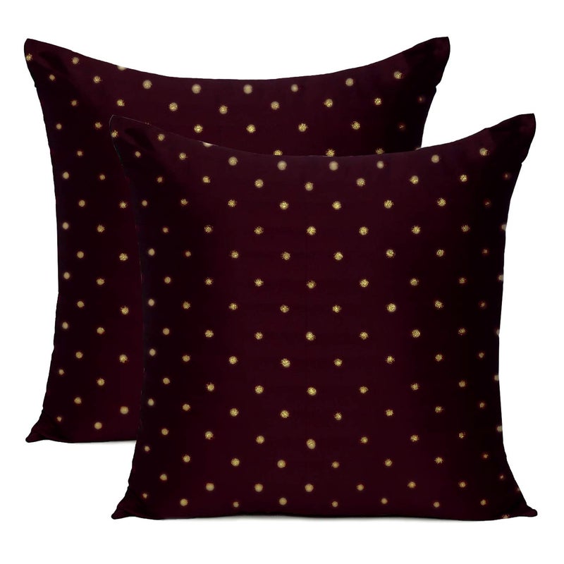 Oussum Art Silk Pillow Cover Cushion Cover Sofa Waist Throw Pillow Case Home Decor Set of 2 (12 x 12, Dark Wine) - Image 5