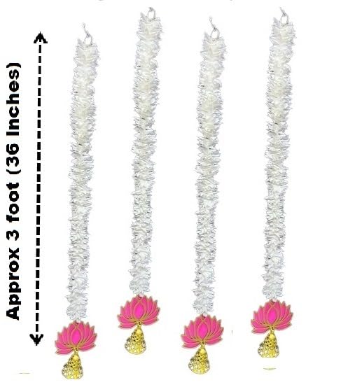 Prokart Prokart Pink LotusGajra Ladi with Lotus and Bell MDF Latkan Wall Hanging 4pc Gift Decorative Showpiece for Diwali,Home Wall Decor DecorationApprox 3feet 36inches  - Image 3