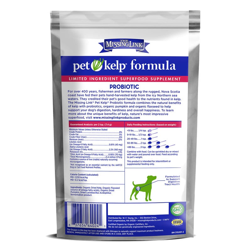 The Missing Link Pet Kelp Canine Probiotic 8oz Superfood Powdered Supplement, Organic & Limited Ingredient Formula for Digestive Health of Dogs - Image 3