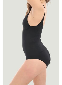 TECHNO 8Q Body Shaper Push Up Effective Snap-on Strap Sports Firming Bodysuit Corset Black Color  - Image 5