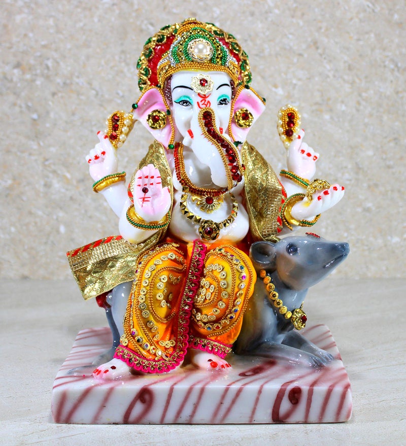 ESPLANADE Resin Ganesha Ganesh Murti Idol Statue Sculpture - 11" Inches - Multi-Colour - Image 5