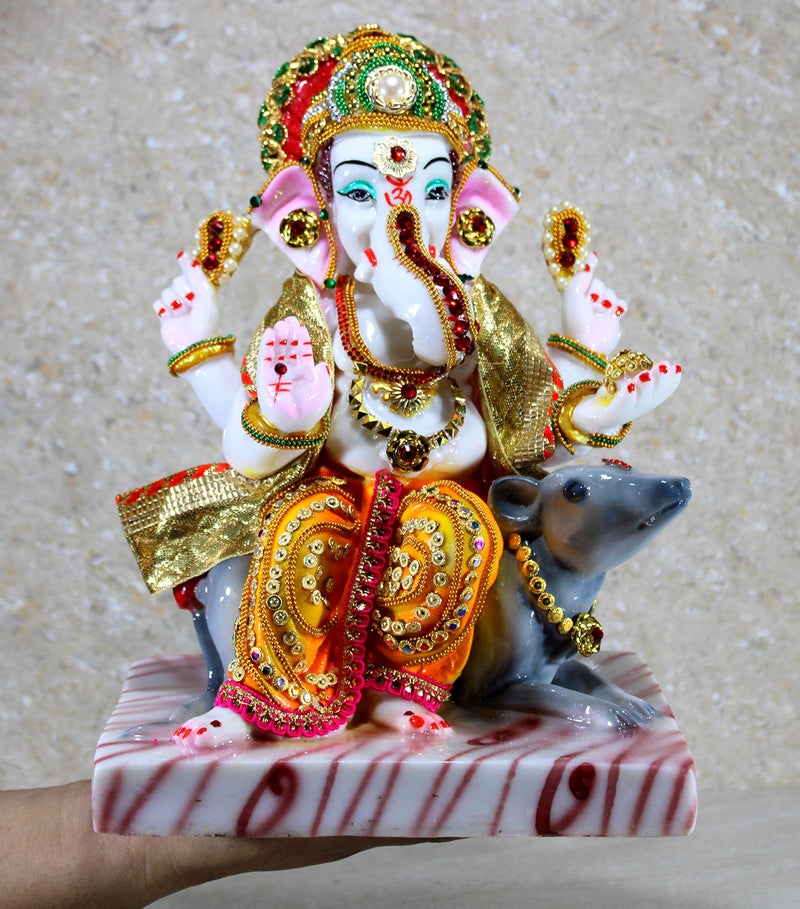 ESPLANADE Resin Ganesha Ganesh Murti Idol Statue Sculpture - 11" Inches - Multi-Colour - Image 4