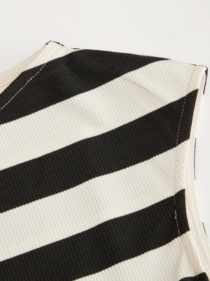 CIDER Striped Boat Neck Tops for Women Sleeveless Ruched Crop Tank Tops Slim Fit Trendy Summer Outfits Casual - Image 2