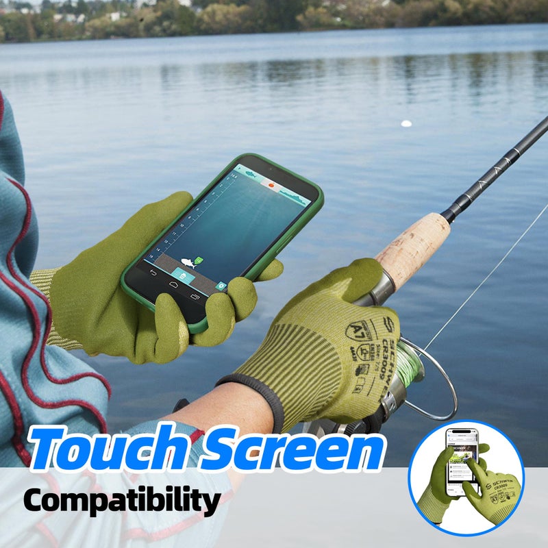 Schwer 2 Pairs ANSI A7 Cut Resistant Fishing Gloves, CR3009 Touchscreen Compatible Work Gloves for Men and Women, Non Slip, Ideal for Fishing, Hunting, Hiking, Cycling, and Outdoor Activities, L - Image 4