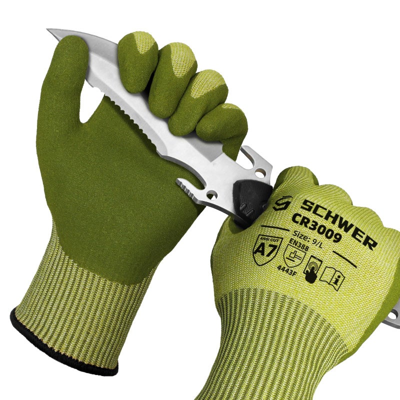Schwer 2 Pairs ANSI A7 Cut Resistant Fishing Gloves, CR3009 Touchscreen Compatible Work Gloves for Men and Women, Non Slip, Ideal for Fishing, Hunting, Hiking, Cycling, and Outdoor Activities, L - Image 1
