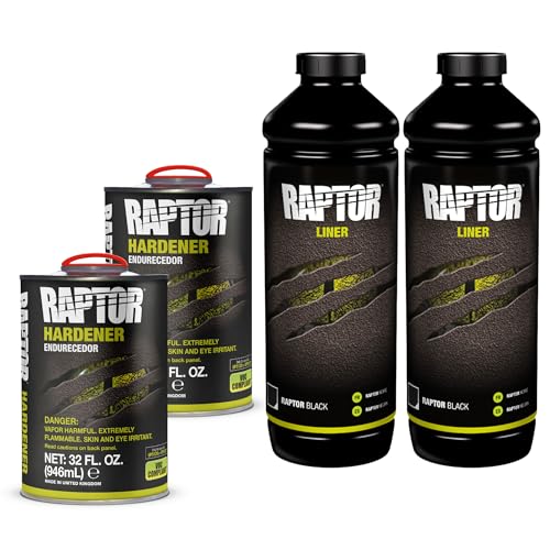 U-POl Raptor Black Urethane Spray-On Truck Bed Liner Kit, Protective Paint With Spray Gun, For Tailgates & Trucks, Vehicle Undercoating, 2 Litres - Image 1