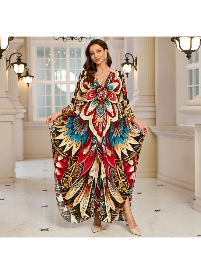 Beach Blouse Middle Woven Rayon Positioning Printed Holiday Beach Blouse Y8780 Y-Color:Y8780-18 Abstract Pattern-