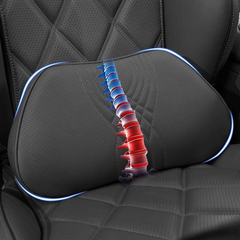 Dapucarin Lumbar Support Pillow for Car Seat and Office Chair - Memory Foam Lower Back Cushion for Pain Relief and Improved Posture - Black - Image 1