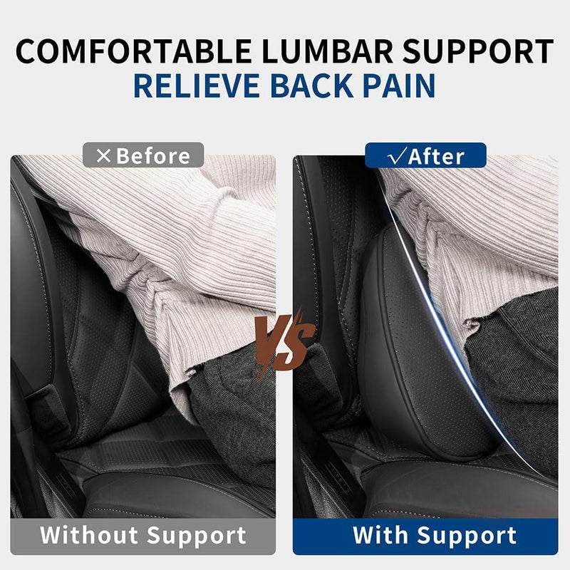 Dapucarin Lumbar Support Pillow for Car Seat and Office Chair - Memory Foam Lower Back Cushion for Pain Relief and Improved Posture - Black - Image 2