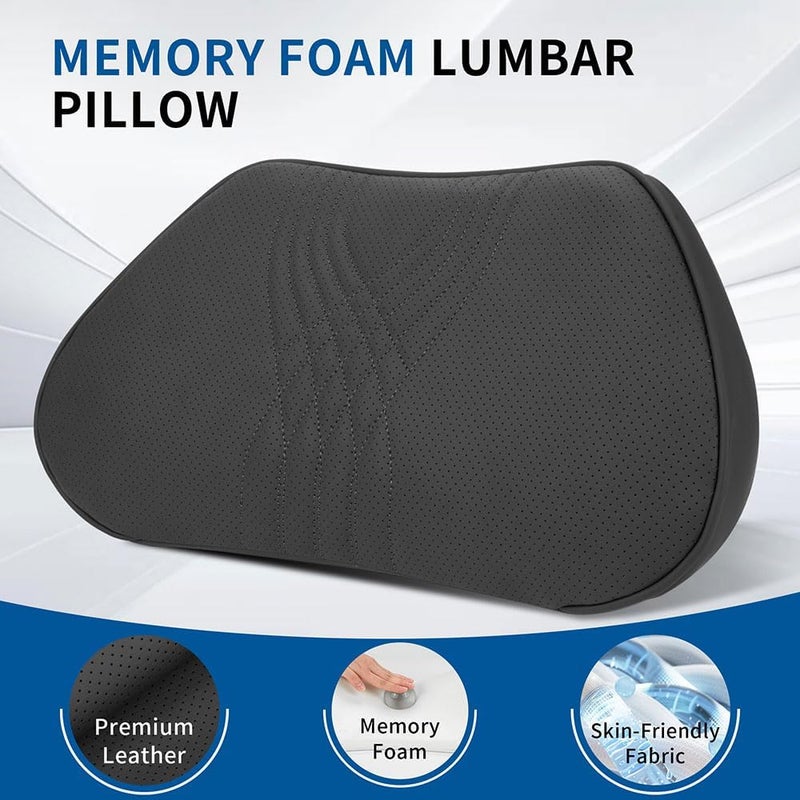 Dapucarin Lumbar Support Pillow for Car Seat and Office Chair - Memory Foam Lower Back Cushion for Pain Relief and Improved Posture - Black - Image 3