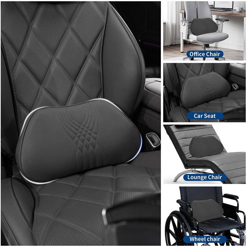 Dapucarin Lumbar Support Pillow for Car Seat and Office Chair - Memory Foam Lower Back Cushion for Pain Relief and Improved Posture - Black - Image 4