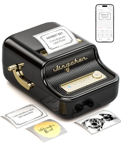 NIIMBOT B21 Label Maker Inkless Bluetooth Label Printer 2 Inch Portable Thermal Sticker Maker for Small Business Address Logo Clothing Mailing Candles Jewelry Sticker Printer for Gift Black