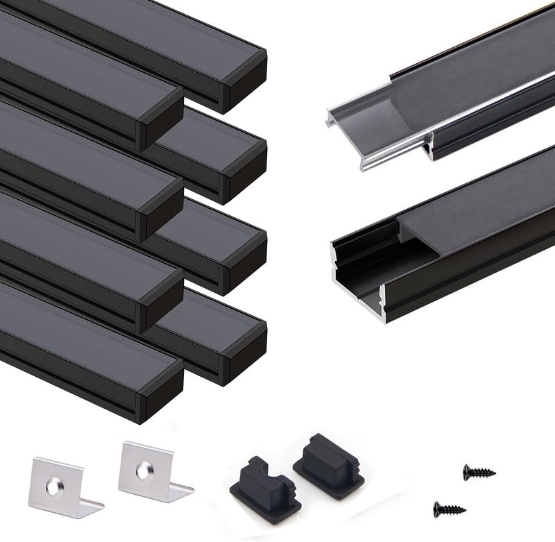 VST 10 Pack 3.3ft/1M LED Aluminum Channel U Shape with Smoke Transparent Clear Cover for Strip Lights Installation,Easy to Cut,Professional Look LED Strip Diffuser Cover Track - Image 1