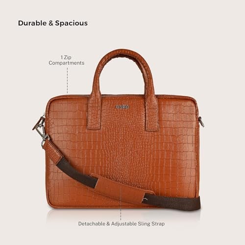 eske Martin 13" Vegan Leather Bag for Men - Vegan Leather Office Bag for Men - Messenger MacBook, Laptop Bag Leather - Work Briefcase, Office Use - Shoulder, Sling, Side Bag - Gift for Him - Image 4