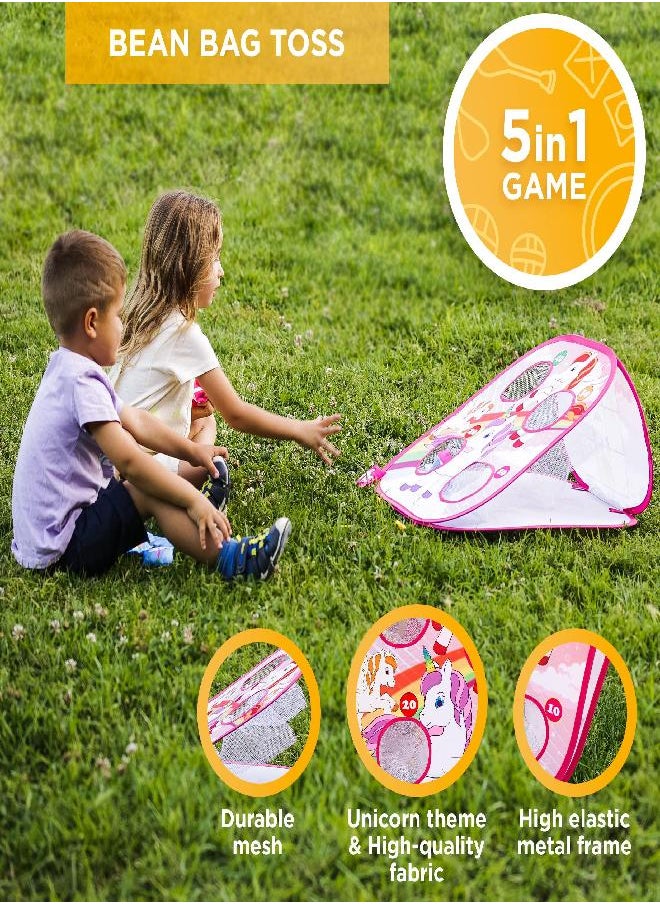 Chuchik Bean Bag Toss Game For Girls - 5In1 Portable Indoor Unicorn Party Games, Outdoor Toys For 3+ Year Old Girls- Unicorn Toys For Girls Age 3 4 5 6 7 8 - Little Girl Toys, Unicorn Gifts For Girls  - Image 3