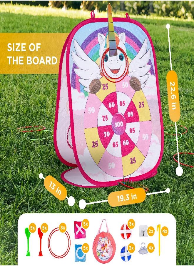 Chuchik Bean Bag Toss Game For Girls - 5In1 Portable Indoor Unicorn Party Games, Outdoor Toys For 3+ Year Old Girls- Unicorn Toys For Girls Age 3 4 5 6 7 8 - Little Girl Toys, Unicorn Gifts For Girls  - Image 2