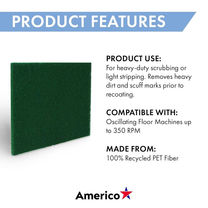 Americo Black Strip Stripping Floor Pad, 14"x32", 5 Pads/Case, Made of 100% Recycled Content, USA Made - Image 4