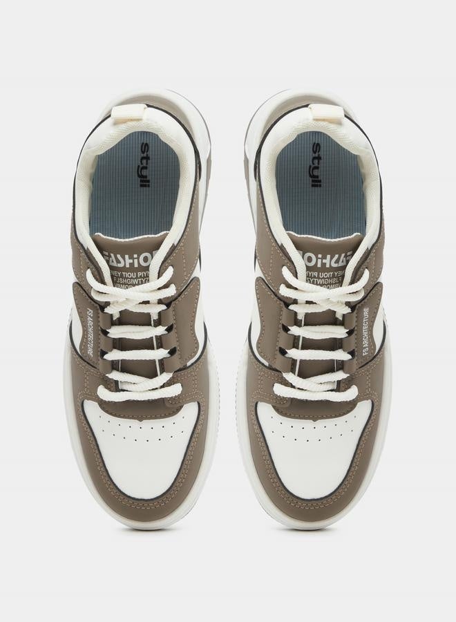 Styli Color Block Skateboard Lace Up Sneakers - Image 5