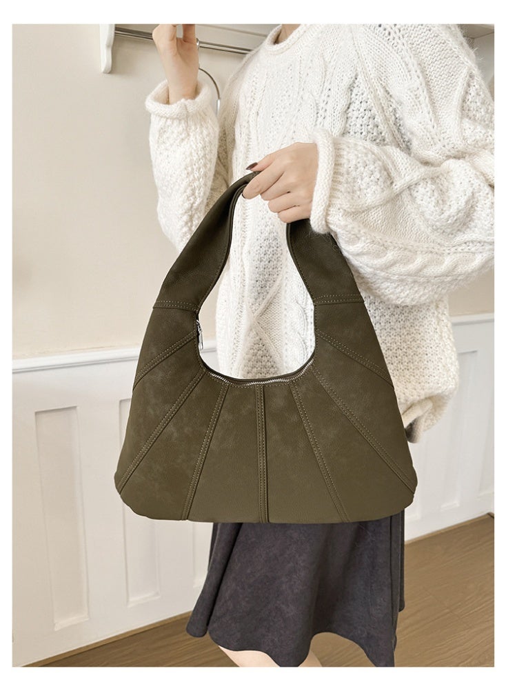 Soft PU Leather Slouchy Hobo Bag for Women, Large Capacity Shoulder Tote with Zipper Closure, Trendy Lightweight Handbag for Daily Work & Travel - Image 4