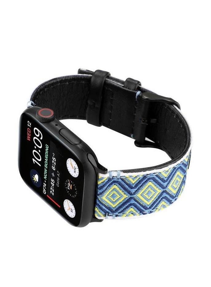 Suitable for Apple Watch Genuine Leather Canvas Strap 42/44/45mm  - Image 3