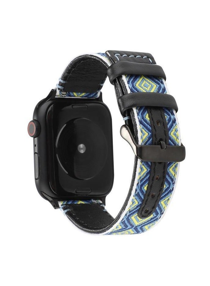 Suitable for Apple Watch Genuine Leather Canvas Strap 42/44/45mm  - Image 2