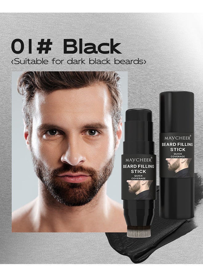 مايتشير قلم تعبئة اللحية، قلم تعبئة لحية 2 في 1 مع فرشاة، مقاوم للماء وطويل الأمد، مكياج شعر الشارب متعدد الاستخدامات للرجال، يعزز لحية الوجه ومكياج الشارب، العناية باللحية والشارب للرجال - 01# أسود - Image 2
