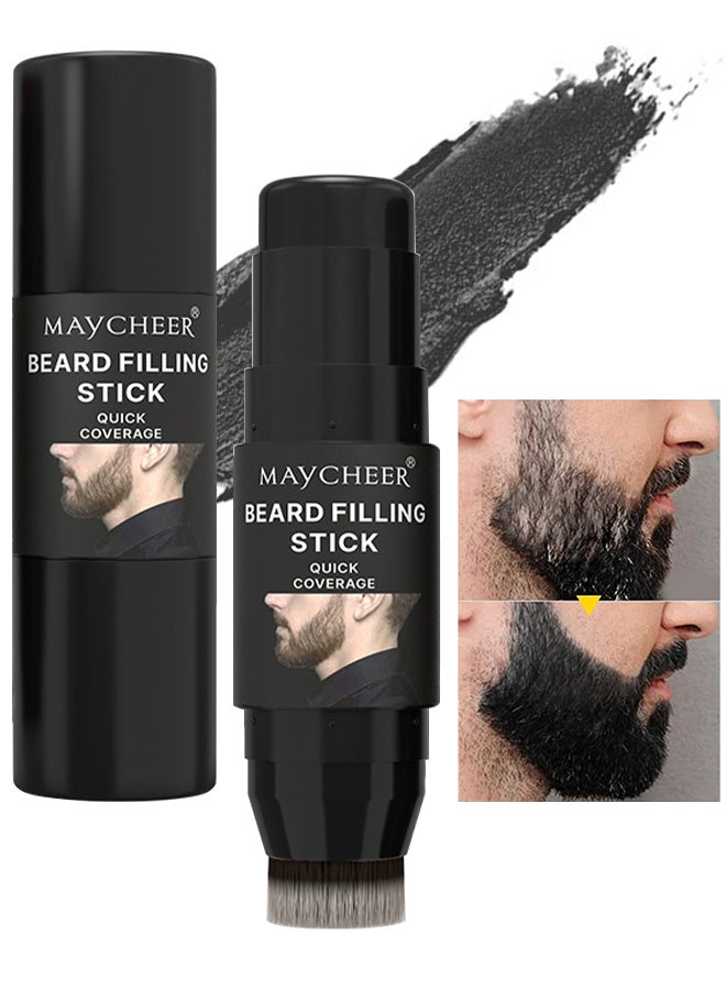 مايتشير قلم تعبئة اللحية، قلم تعبئة لحية 2 في 1 مع فرشاة، مقاوم للماء وطويل الأمد، مكياج شعر الشارب متعدد الاستخدامات للرجال، يعزز لحية الوجه ومكياج الشارب، العناية باللحية والشارب للرجال - 01# أسود - Image 1