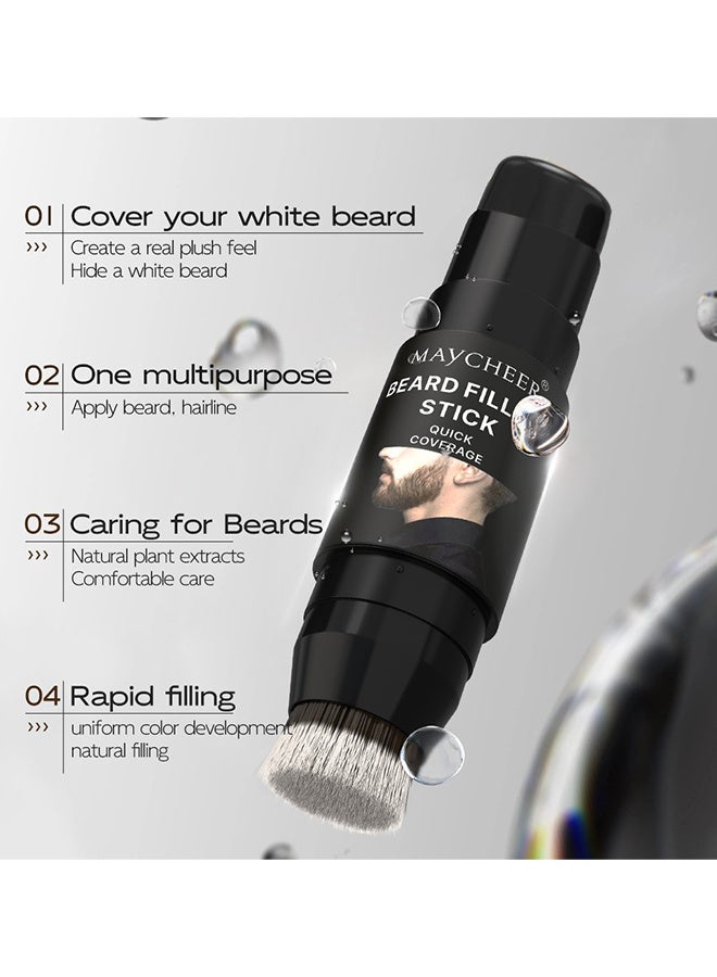 مايتشير قلم تعبئة اللحية، قلم تعبئة لحية 2 في 1 مع فرشاة، مقاوم للماء وطويل الأمد، مكياج شعر الشارب متعدد الاستخدامات للرجال، يعزز لحية الوجه ومكياج الشارب، العناية باللحية والشارب للرجال - 01# أسود - Image 3