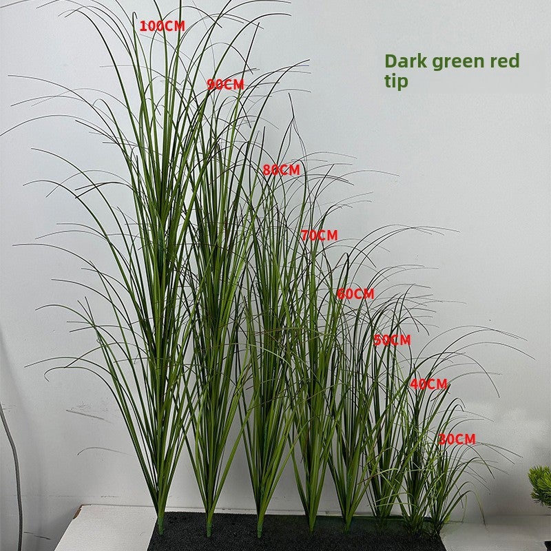 Generic Artificial Reed Onion Grass Home Yard Decor dark green red tail 