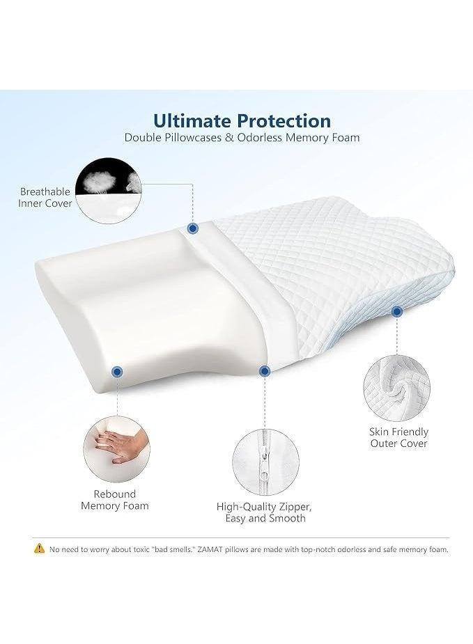 Contour memory foam pillow set, 2 pieces, comfortable sleeping pillows with an ergonomic design - Image 4