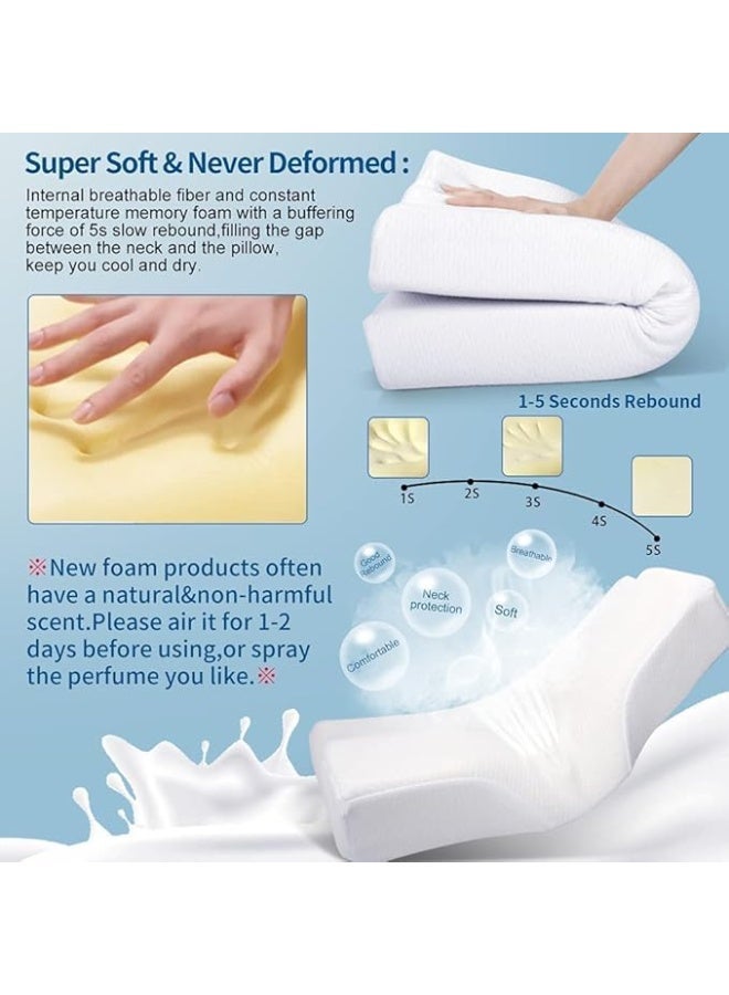 Contour memory foam pillow set, 2 pieces, comfortable sleeping pillows with an ergonomic design - Image 2