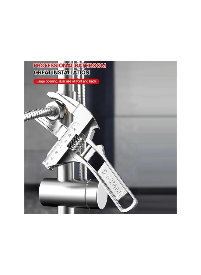 promass Large Opening Pipe Adjustable Spanner, Wide Jaw Opening Plumbing Stubby Wrench, Universal Repair Set Bathroom Hand Tools Home Repair Tool Wrench, Ergonomic Grip Easily Used in Tight Spaces - Image 4