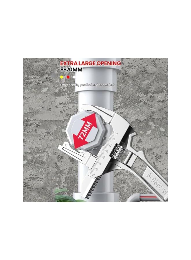 promass Large Opening Pipe Adjustable Spanner, Wide Jaw Opening Plumbing Stubby Wrench, Universal Repair Set Bathroom Hand Tools Home Repair Tool Wrench, Ergonomic Grip Easily Used in Tight Spaces - Image 5
