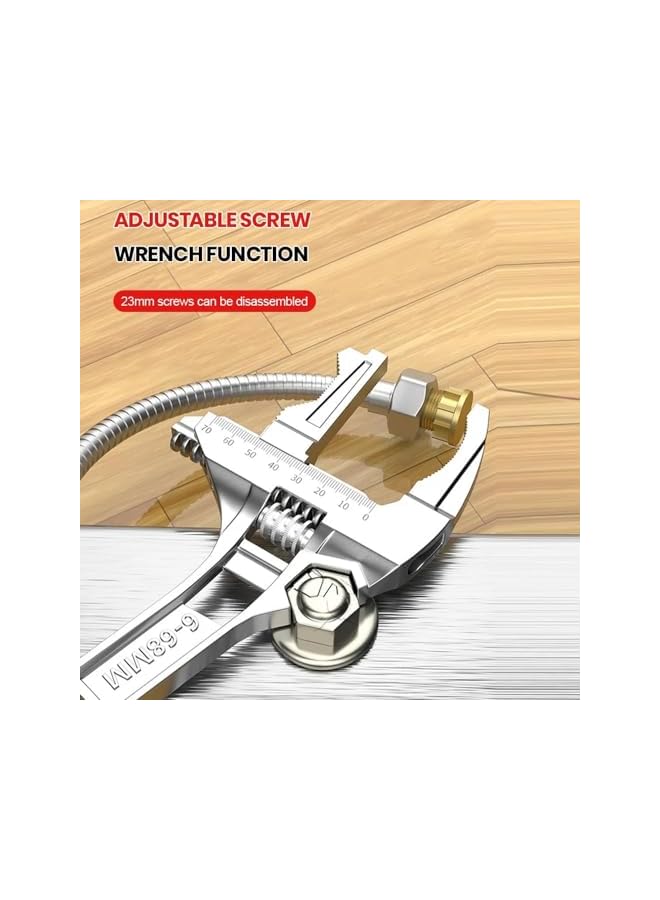 promass Large Opening Pipe Adjustable Spanner, Wide Jaw Opening Plumbing Stubby Wrench, Universal Repair Set Bathroom Hand Tools Home Repair Tool Wrench, Ergonomic Grip Easily Used in Tight Spaces - Image 3