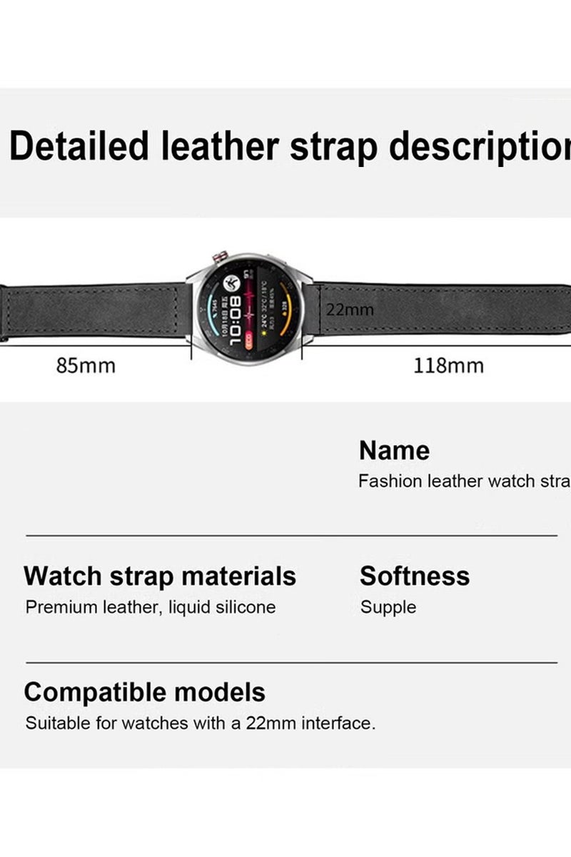 X-level 22mm Leather Watch Strap with Magnetic Buckle Design, Compatible with Huawei GT3/4 46mm, GT3 Pro, Huawei Watch 3, GT2e, GT2 Pro, GT2 42/46mm, Samsung Galaxy Watch 3 45mm/Gear S3(Green+Black+Brown) - Image 5