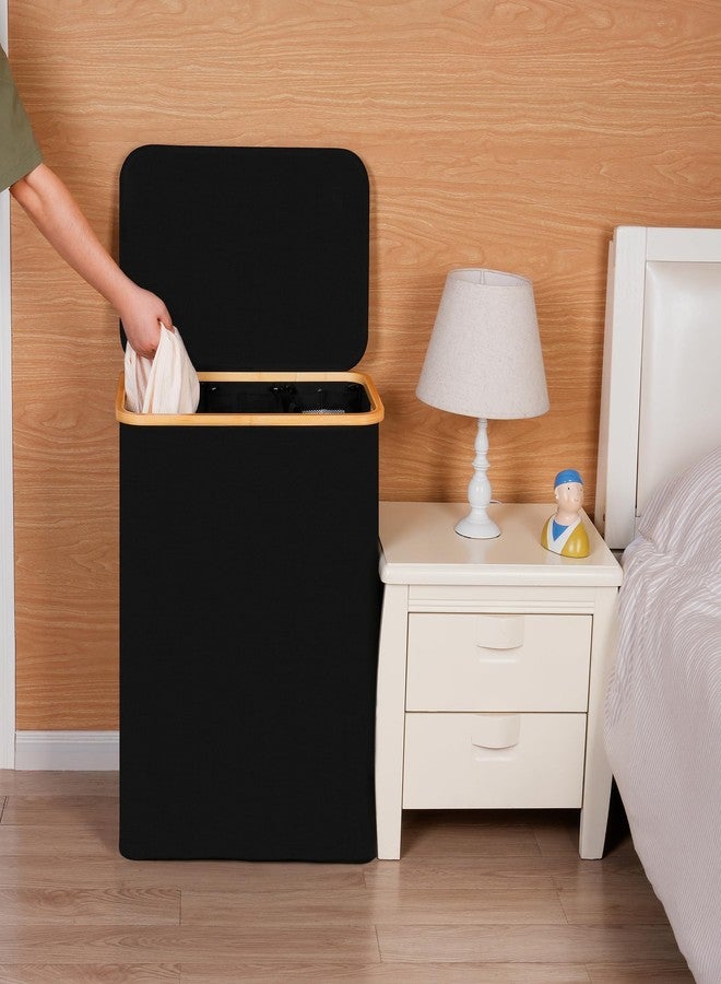 efluky Laundry Hamper with Lid, Trio Laundry Hamper with Removable Bags, 3 Sections Dirty Clothes Basket with Handles for Bathroom, Bedroom & Laundry Room, 160L Black - Image 5